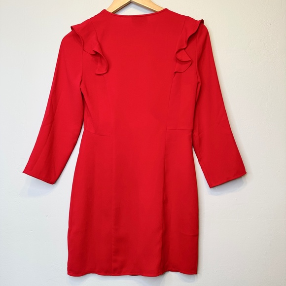 Topshop | Retro Mod Design Ruffle Details V-Neck Holiday Mini Blazer Dress - Picture 5 of 15